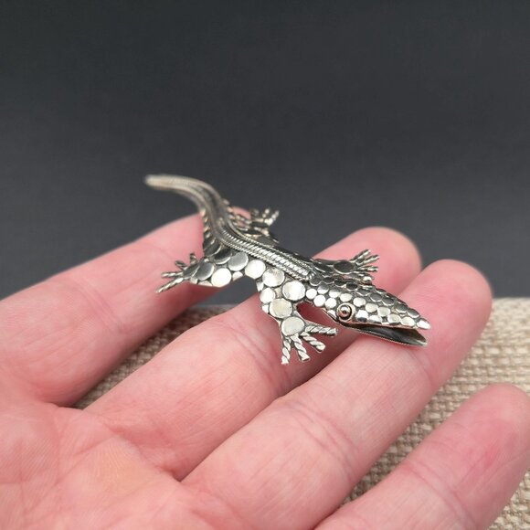 Jewelry - Sterling Silver Large Lizard Animal Reptile Pin Brooch B848